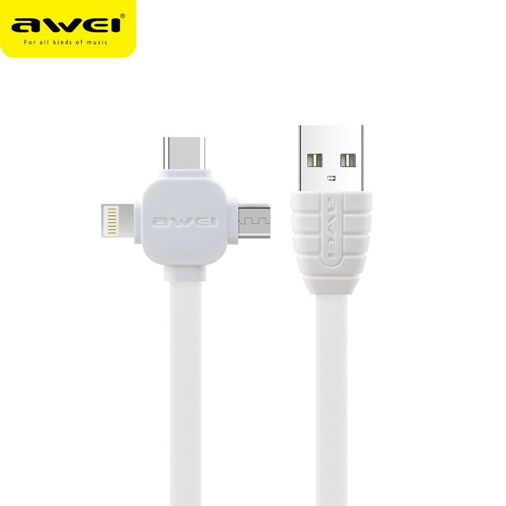 Cáp sạc nhanh 1m awei cl-82 cho iphone, type c, android