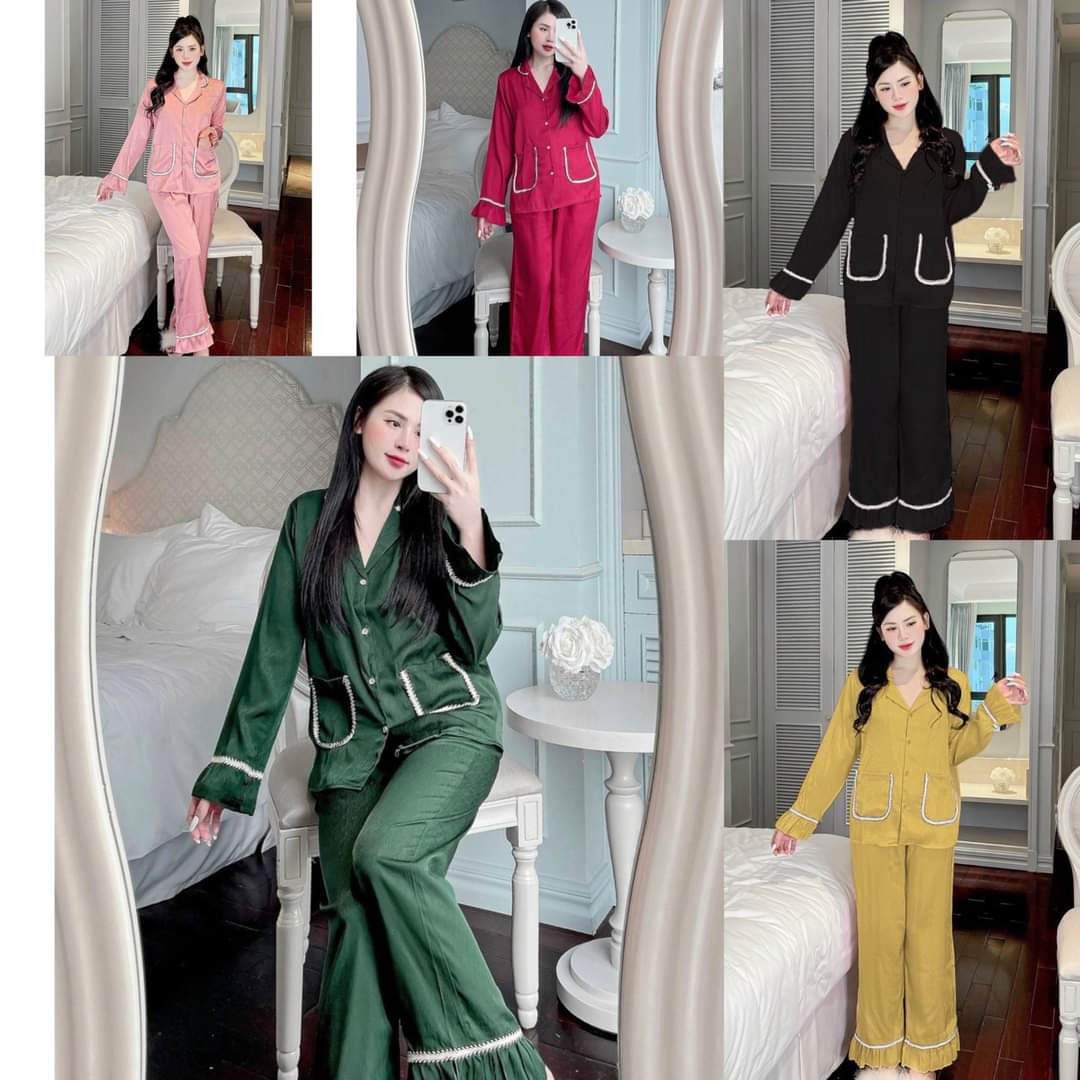 Đồ bộ tay dài quần dài lụa xước - mango cao cấp bigsize 40-100kg