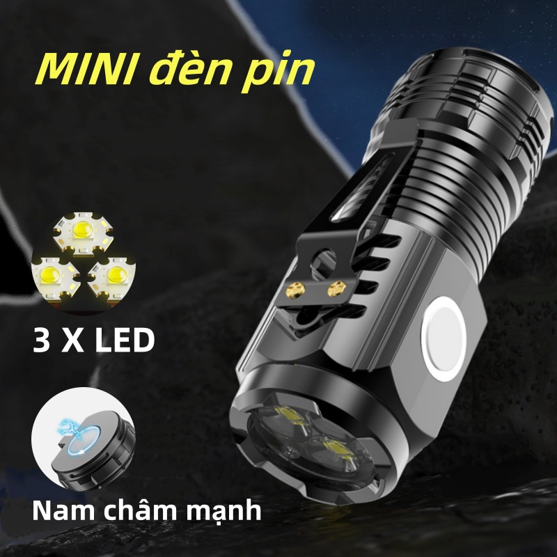 Mini LED flashlight torch super bright mini led tri-eye light convenient and portable 41g pen clip high quality powerful magnet multiple light modes waterproof charger USB 500 meters Aurora Palm shot Emergency Light