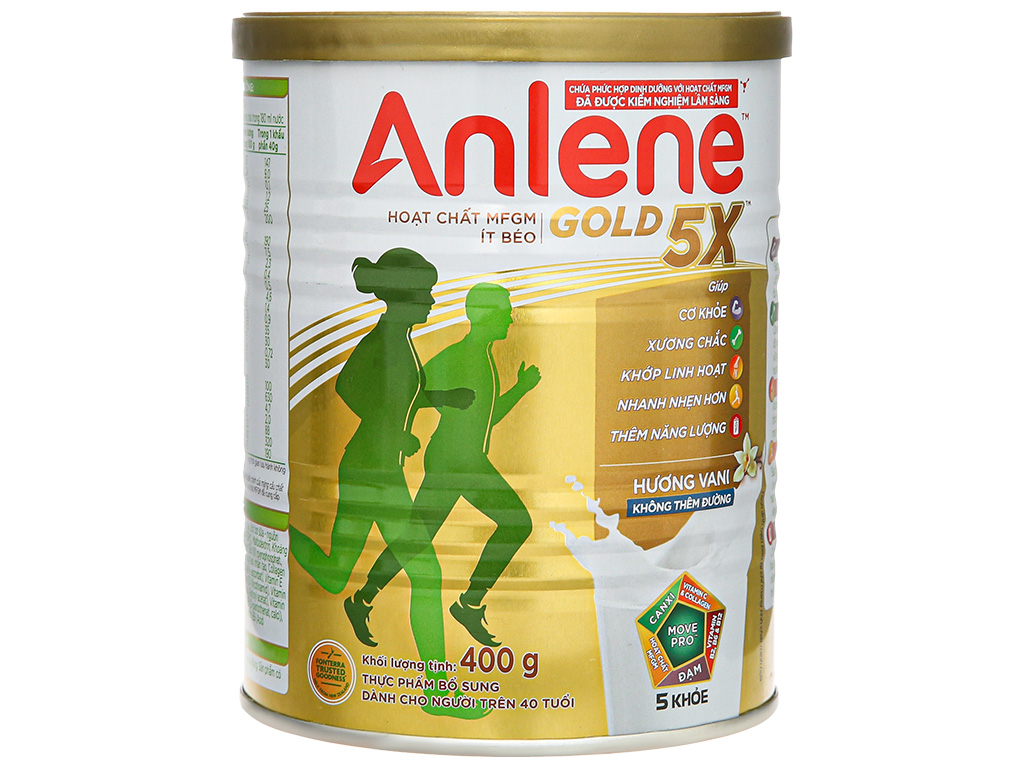 Sữa bột Anlene Gold 5X hương vani lon 400g (trên 40 tuổi) -53125