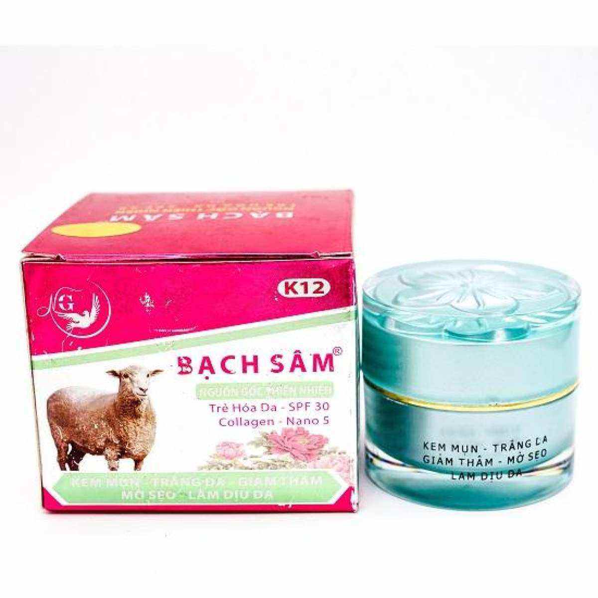 Kem mụn trắng da giảm thâm mờ sẹo làm dịu da k12 bạch sâm - 30g