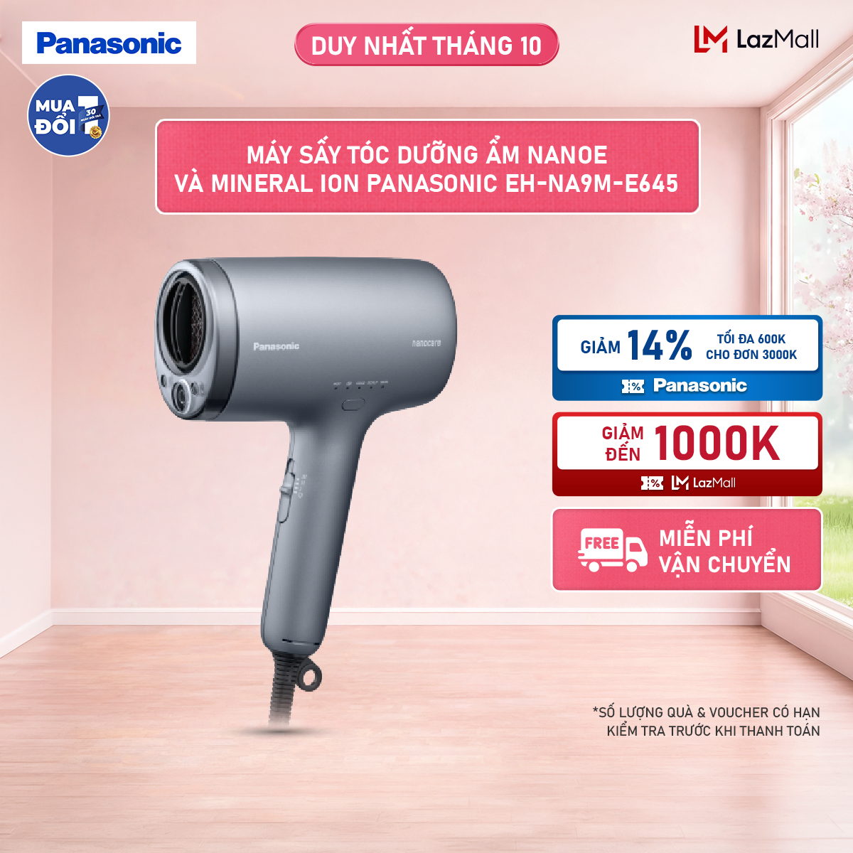 [Online Exclusive] Panasonic Eh-Na9M Nanoe and Mineral Ion Moisturizing Hair Dryer Makes Hair Healthier and More Beautiful - Protects Against Uv Rays.
