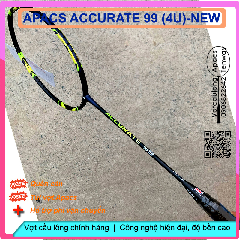 Vợt cầu lông Apacs Accurate 99- 4U NEW Vợt sơn nhám dạ quang, cân bằng