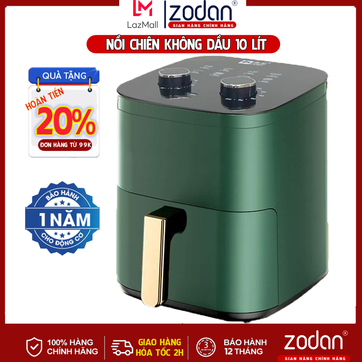 [HÀNG TỐT] Nồi Chiên Không Dầu CAMEL/ZODAN dung tích 7- 12L - BẢO HÀNH 1 NĂM, noi chien không dầu, nôi chiên không dầu, nôi chien không dầu, noi chien ko dầu, air fryer, lò chiên không dầu, nồi chien không dầu, lò nướng không dầu