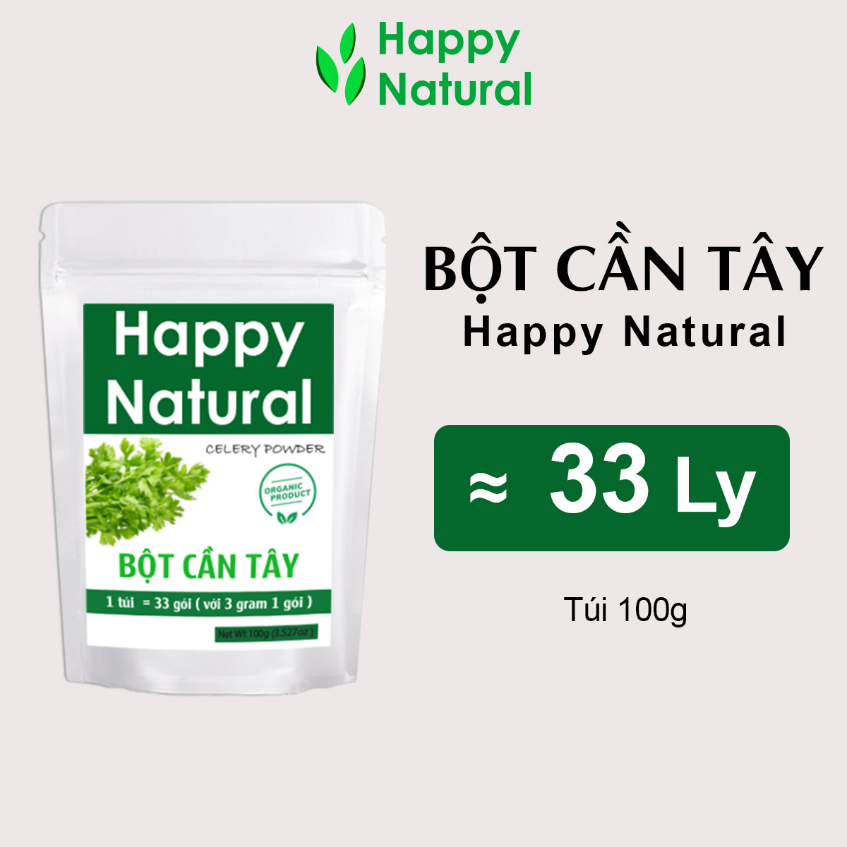 Bột cần tây happy natural sấy lạnh 100g