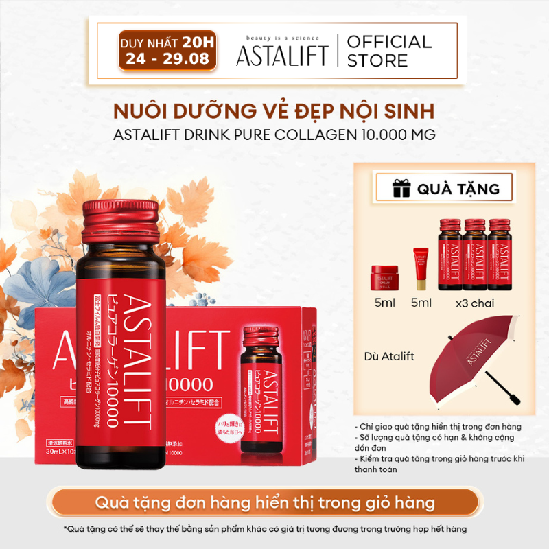 Nước Uống Collagen ASTALIFT Nhật Bản Drink Pure 10.000MG Collagen Tinh Khiết Ngăn Ngừa Lão Hoá, Nuôi Da Căng Bóng lọ 30ml
