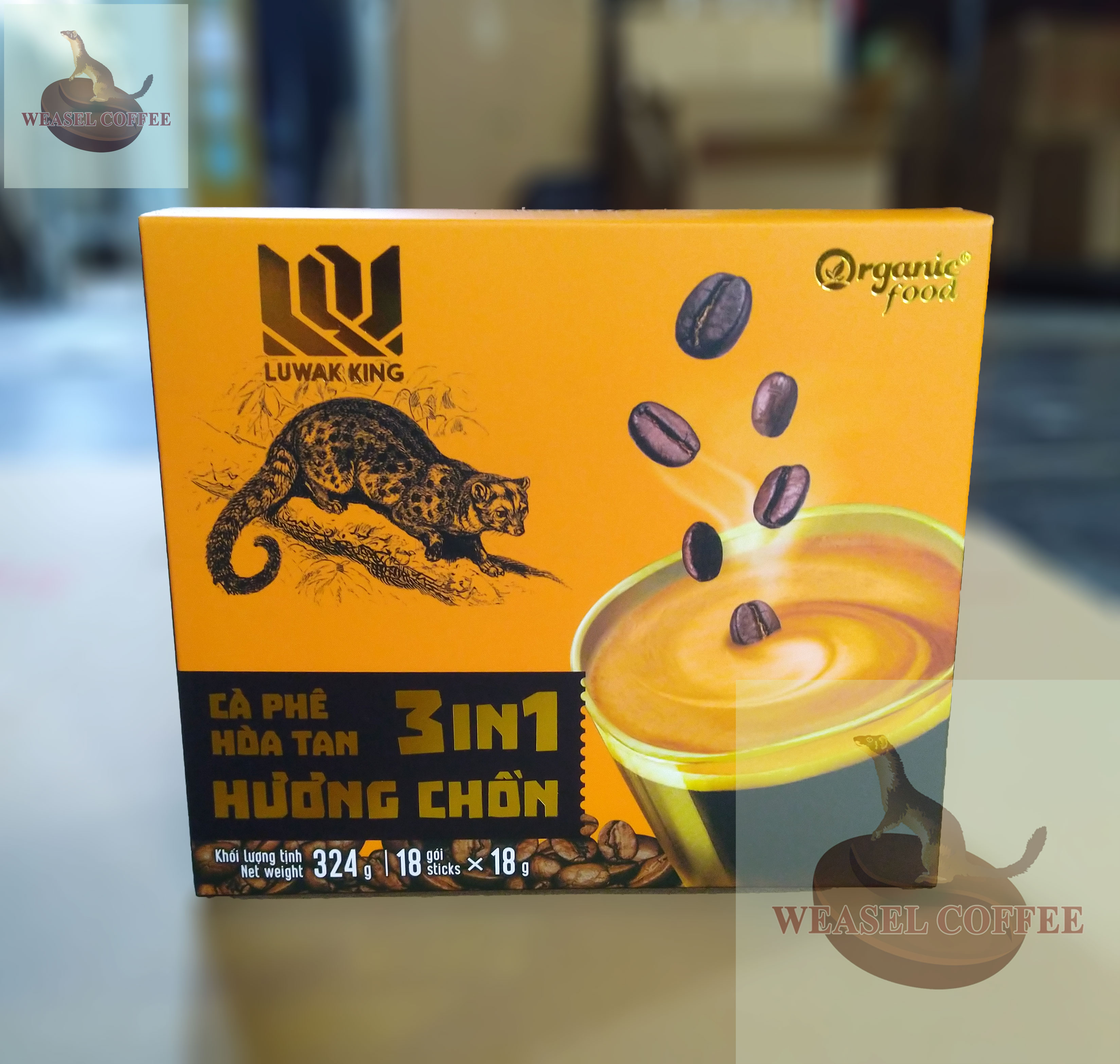 Cà Phê Hòa Tan 3 trong 1 Luwak King Hương Chồn ( 18 gói x 18g )