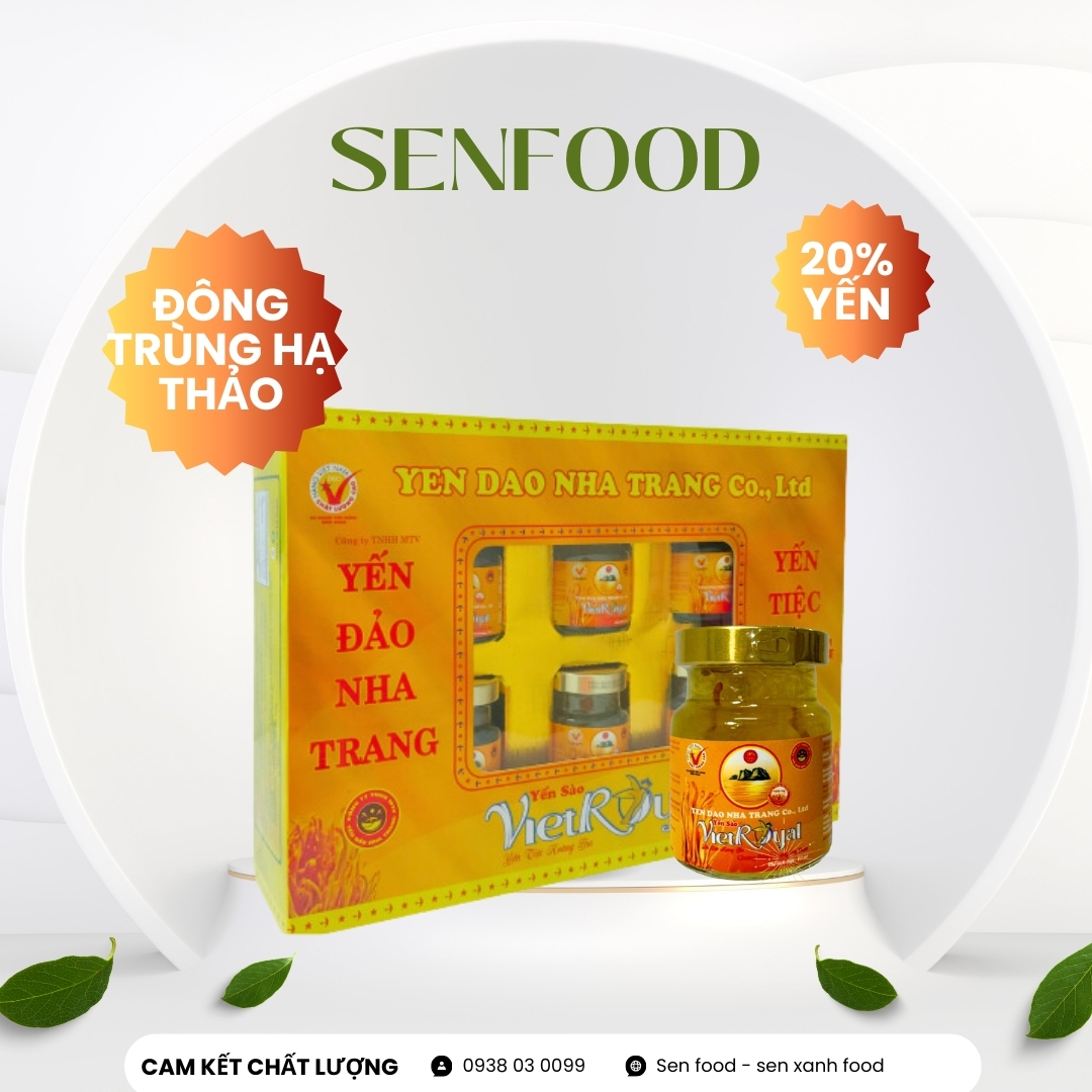 Hộp 6 hũ yến sào đông trùng hạ thảo 20% yến VietRoyal 70ml