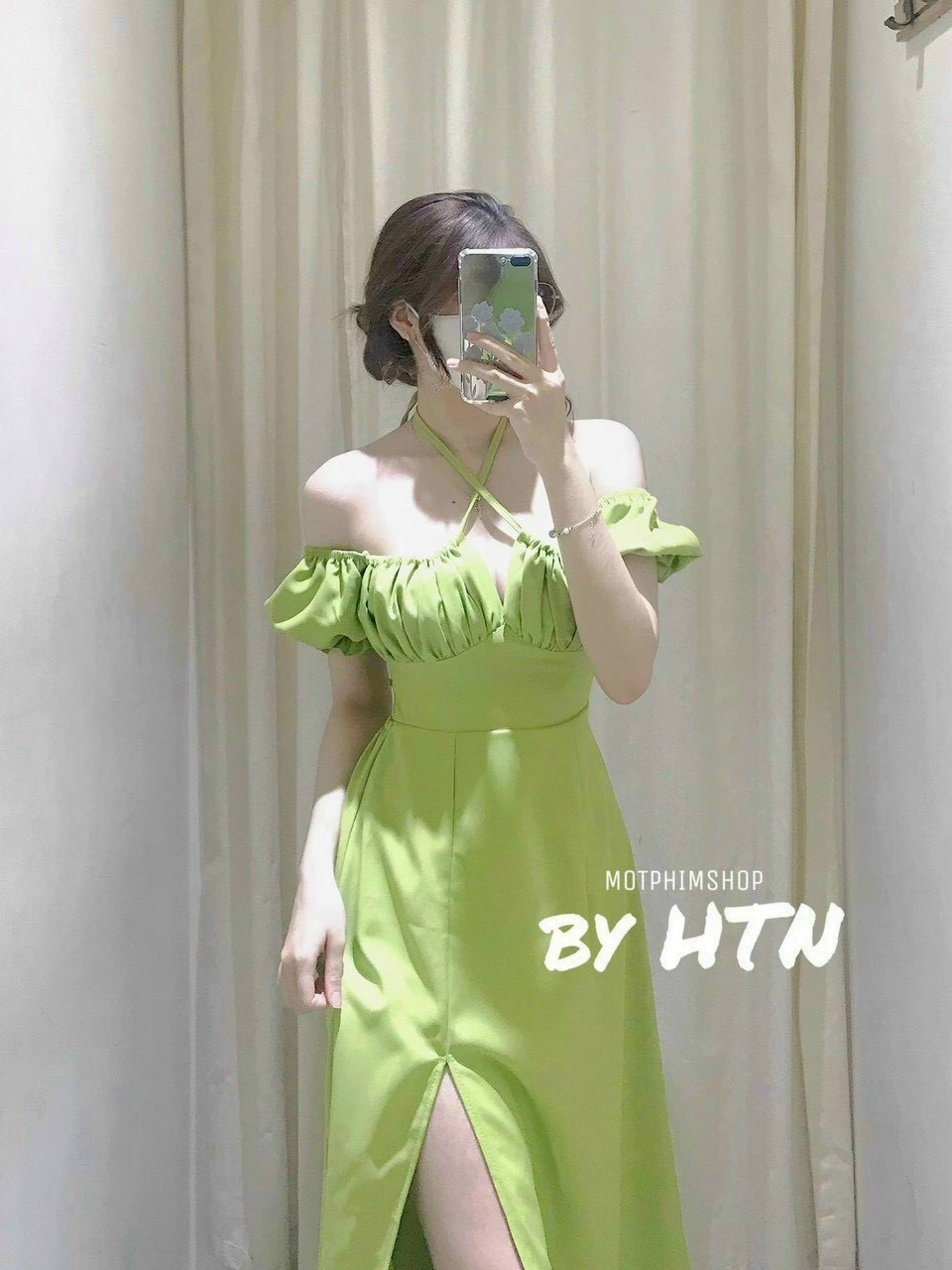 Đầm thời trang nữ đi biển, đầm chất lụa mát mịn màu xanh lá cực kì tôn da , đầm cổ chéo dáng dài dây có mút ngực