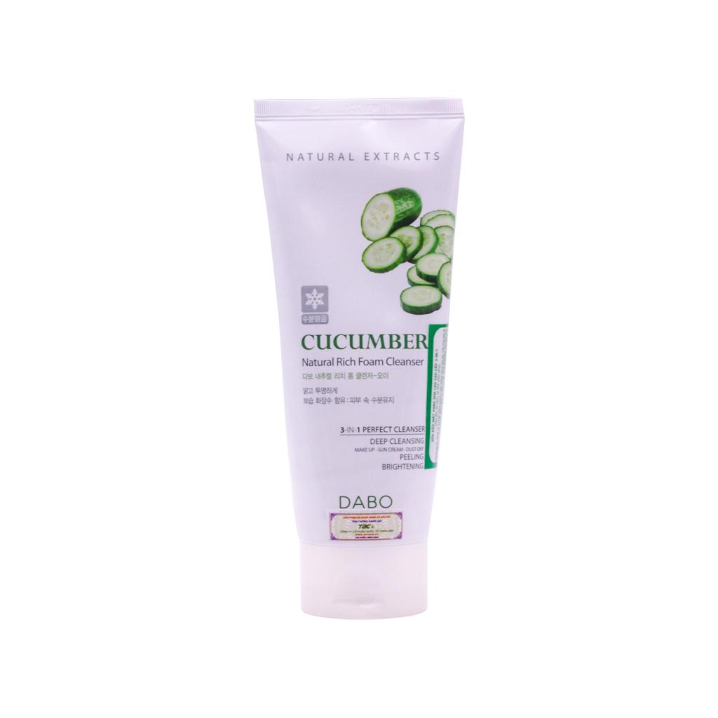 Sữa Rửa Mặt Dưa Leo 3 In 1 Sạch Sâu Ngừa Mụn Cao Cấp Dabo Hàn Quốc (180ml và 60ml)