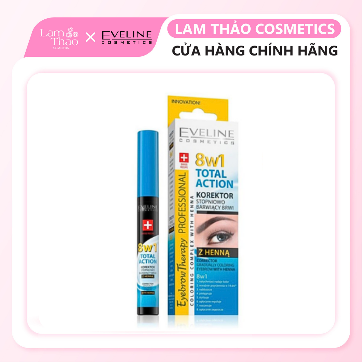 Dưỡng Chân Mày 8B1 Eveline Total Action Eyebrow Therapy 10ml