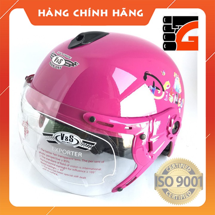 Nón bảo hiểm trẻ em nửa đầu có kính dành cho bé gái - V&S Helmet - Hồng công chúa