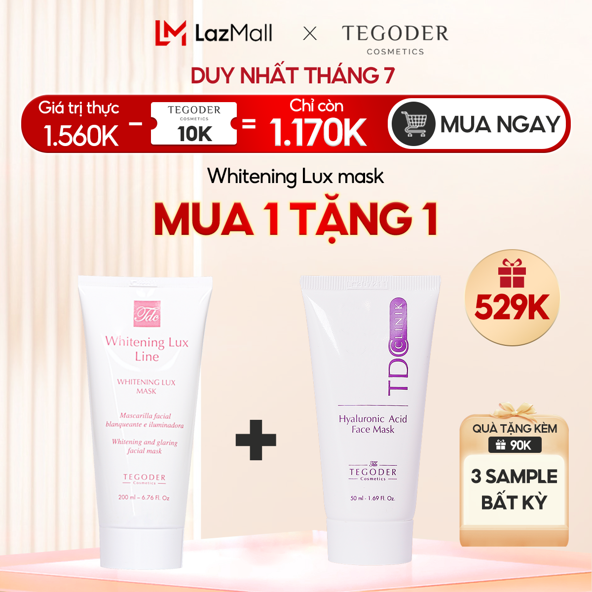 Mặt nạ dưỡng trắng thanh lọc da G-White Tegoder Whitening Lux mask 200 ml mã 7542