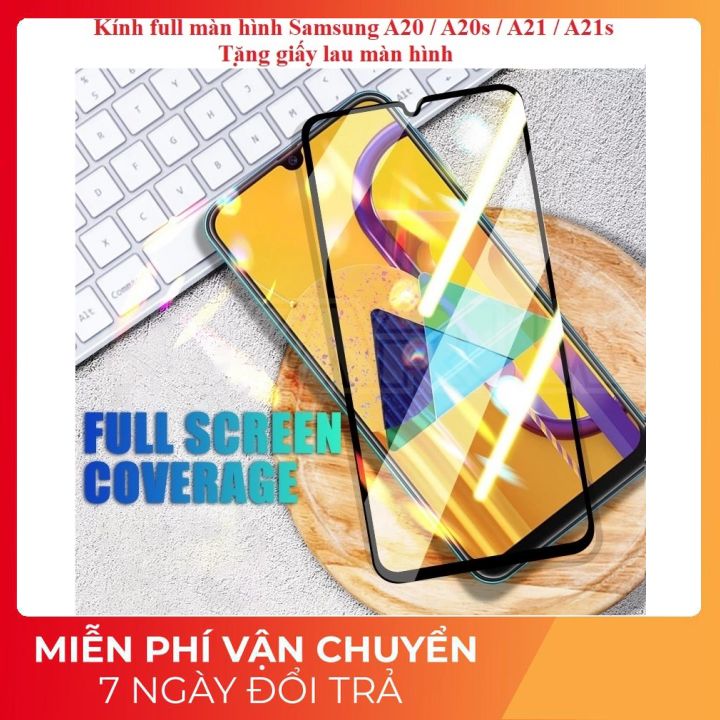 Cường lực samsung A20 / A20s / A21 / A21s / A22 full màn hình 10D cao cấp độ cứng 9H tặng kèm giấy lau