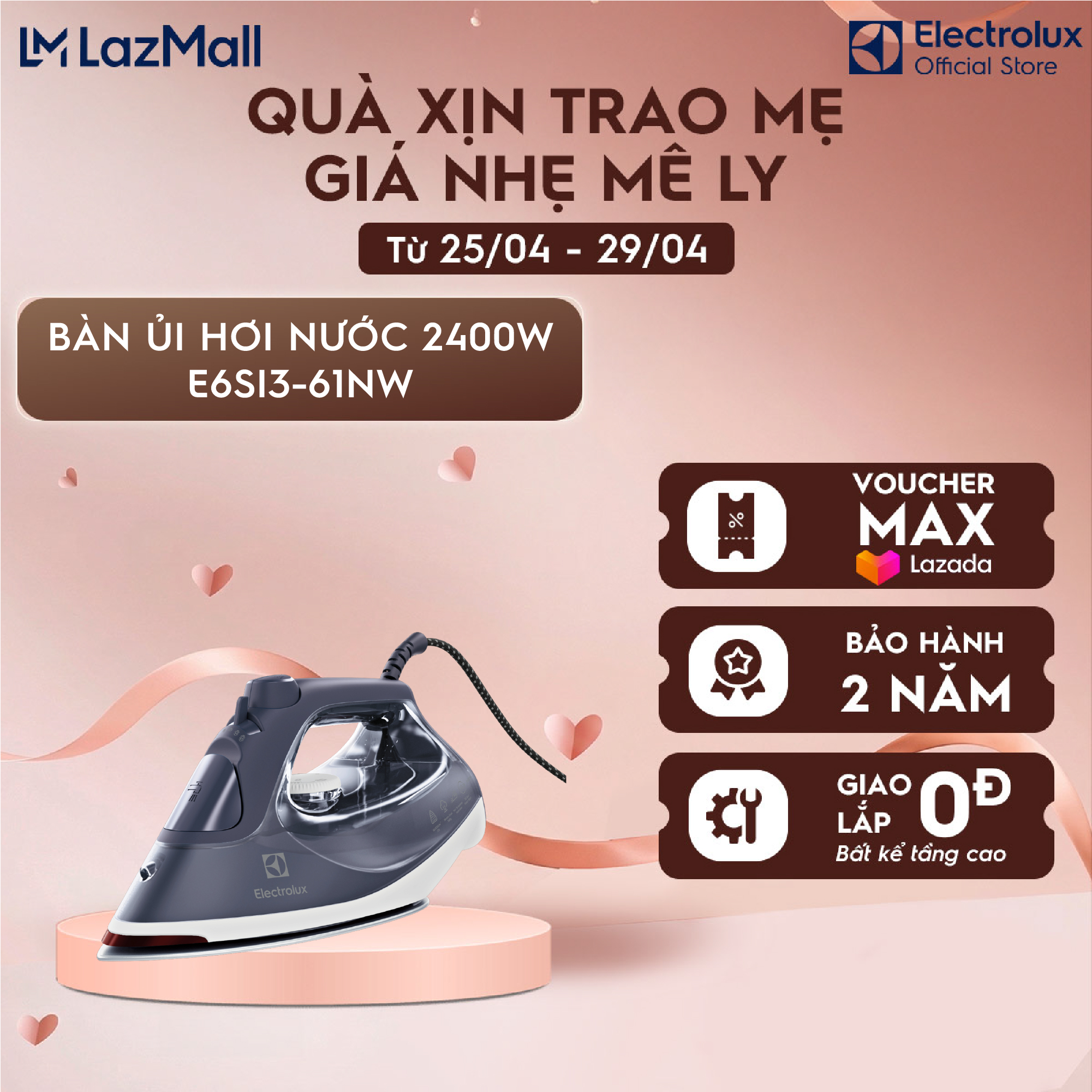 Bàn ủi hơi nước Electrolux UltimateCare 500 2400W - E6SI3-61NW