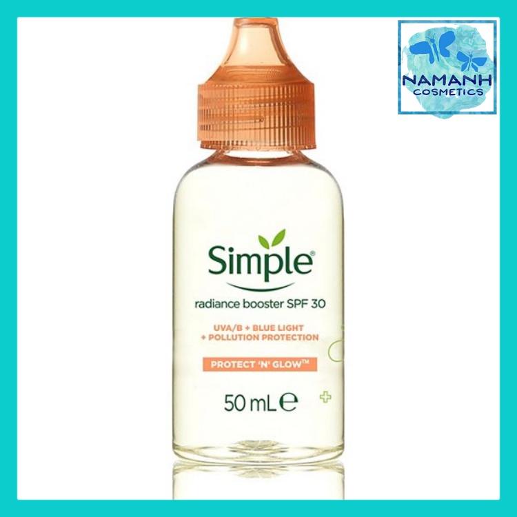 Tinh chất chống nắng, chống oxy hóa cho da rạng rỡ Simple Protect 'N' Glow Radiance Booster SPF 30 Glowing Skin Invisible Sun Protection 50 ml