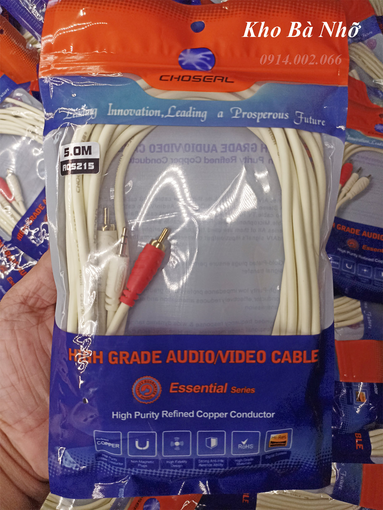 (5M). Dây 3.5mm ra 2 AV Chính hãng CHOSEAL. ( mẫu mới 2020).