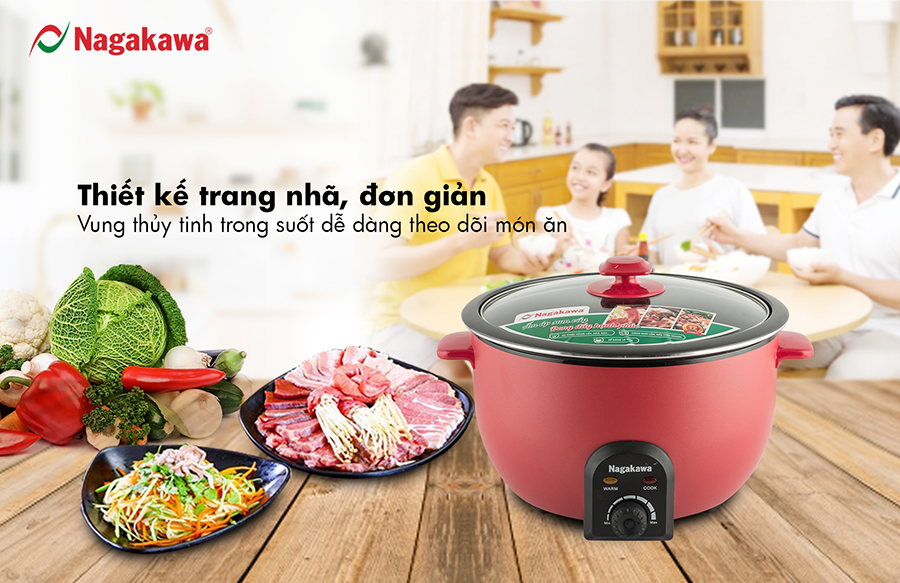 Nồi lẩu điện Nagakawa NAG1902 - Công suất 1300W - Dung tích nồi 4 lít