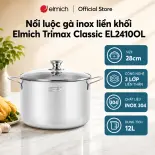 (SALE 8.8)Nồi luộc gà inox 3 lớp đáy liền Elmich Trimax Classic 2410OL size 28cm