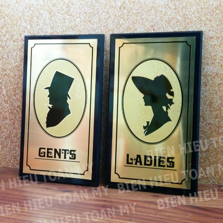 Biển WC bằng Đồng- Biển toilet sử dụng trong khu vệ sinh tại các nhà hàng, quán cafe, văn phòng..