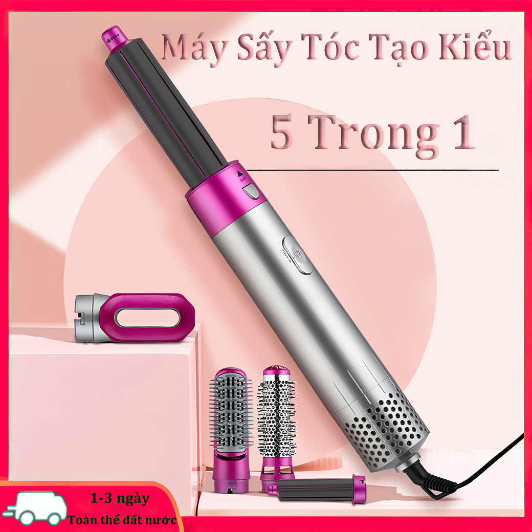 Máy làm tóc 5 in 1 uốn xoăn phồng sấy - Máy sấy uốn tóc tạo kiểu đa năng mini 3 mức nhiệt hàn quốc hàng chính hãng，Máy sấy tóc, lược điện chải thẳng tóc, máy uốn xoăn，Bảo hành 6 tháng