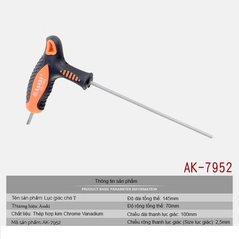 Lục giác chữ T đầu bi Nhật Bản cao cấp 2,5mm Asaki