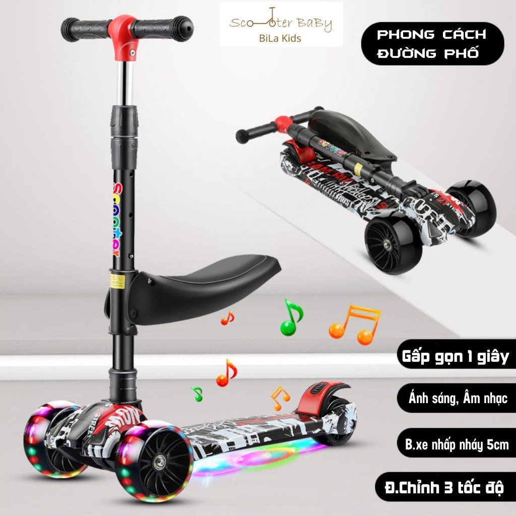 Xe đẩy scooter cho bé MYKA xe trượt scooter 3 bánh có ghế ngồi gấp gọn đa năng cho bé xe trượt scooter 3 bánh có đèn led giá tốt Tháng 10, 2023