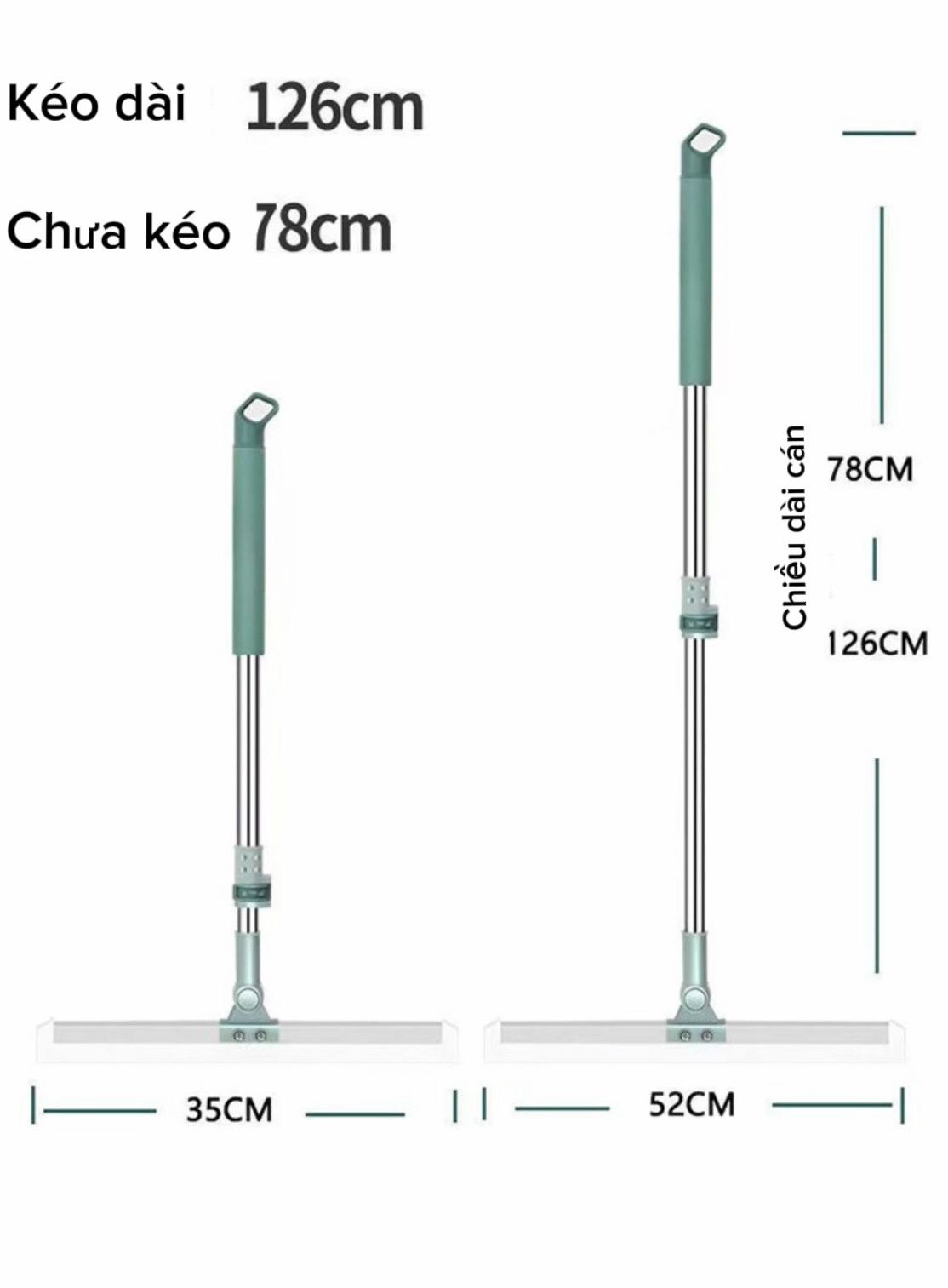 Cây Gạt Nước Sàn Nhà Xoay 360 Độ Tay Cầm Cán Inox Kích Thước 35cm Và 55cm Tiện Lợi Phù Hợp Cho Mọi Gia Đình - 3