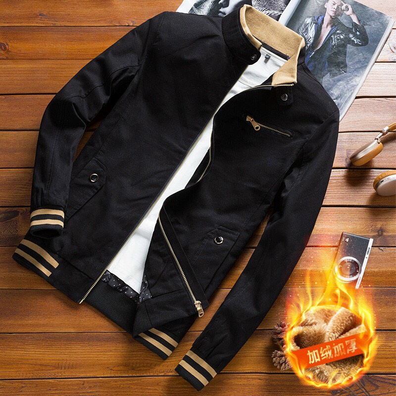 [HCM]ÁO KHOÁC KAKI NAM MÀU ĐEN VIỀN TAY ĐẸP CHẤT KAKI 2 LỚP DẦY DẶN THỜI TRANG CAO CẤP THỎ TÂY  SHOP94 NB104