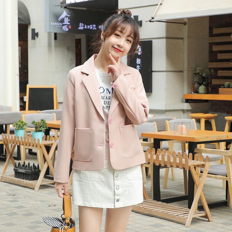 Áo blazer form nhỏ size XS màu hồng xinh xắn kiểu dáng basic