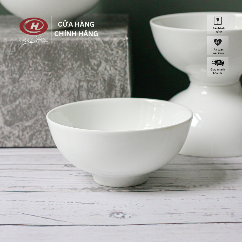 Sứ Xương Cao Cấp - Bát Cơm Trắng Trơn 11cm - Sứ Minh Châu