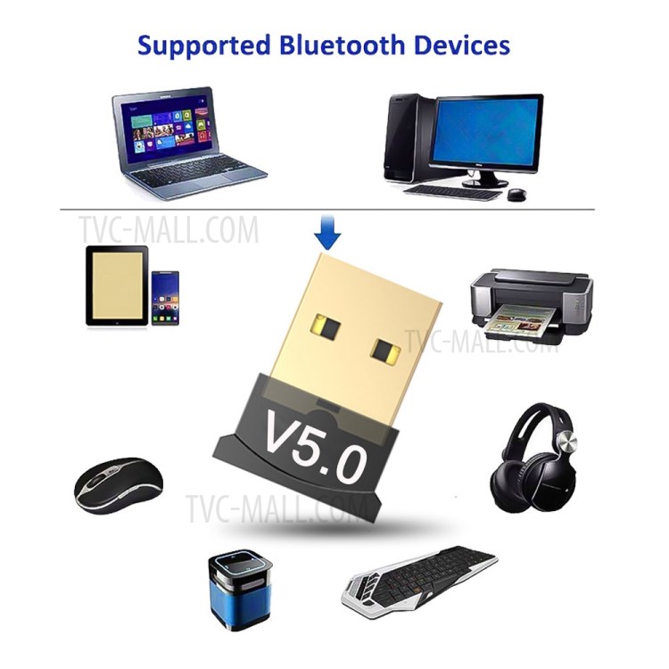 Bộ Thiết bị USB Bluetooth 5.0 Dongle CSR, thu phát bluetooth tốc độ cao cho PC và Laptop