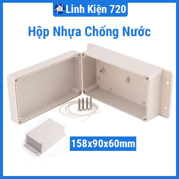 Hộp điện kỹ thuật nhựa ABS 158x90x60mm có tai chống nước đựng bảng mạch điện tử, lioa
