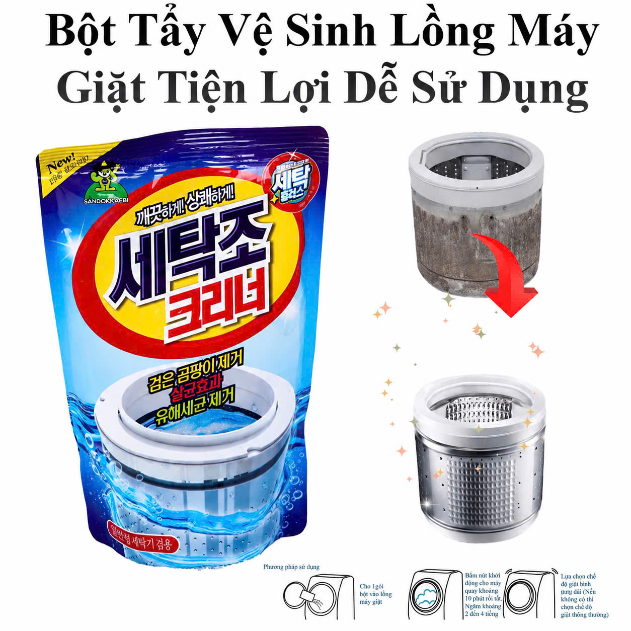 Bột Tẩy Vệ Sinh Lồng Máy Giặt Tiện Dụng