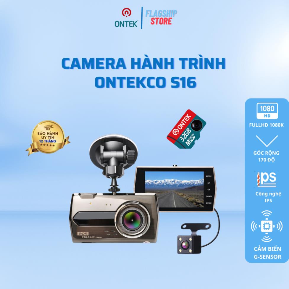 Camera hành trình ONTEKCO Model S16 tiếng việt chuẩn, màn hình 4 Inh