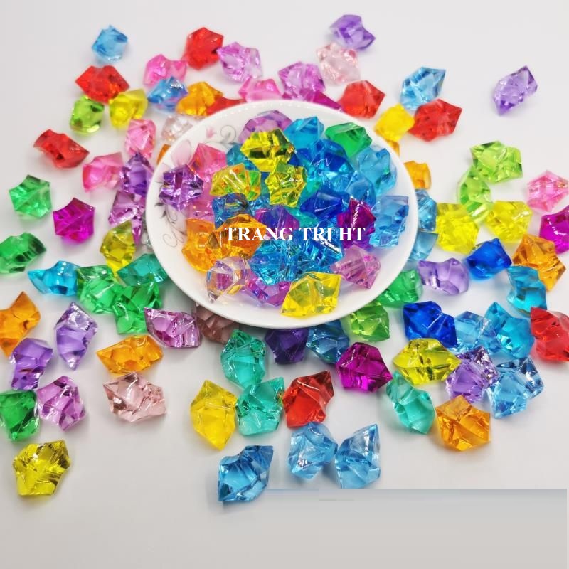 Viên đá nhựa hạt pha lê phụ kiện trang trí chụp ảnh charm slime