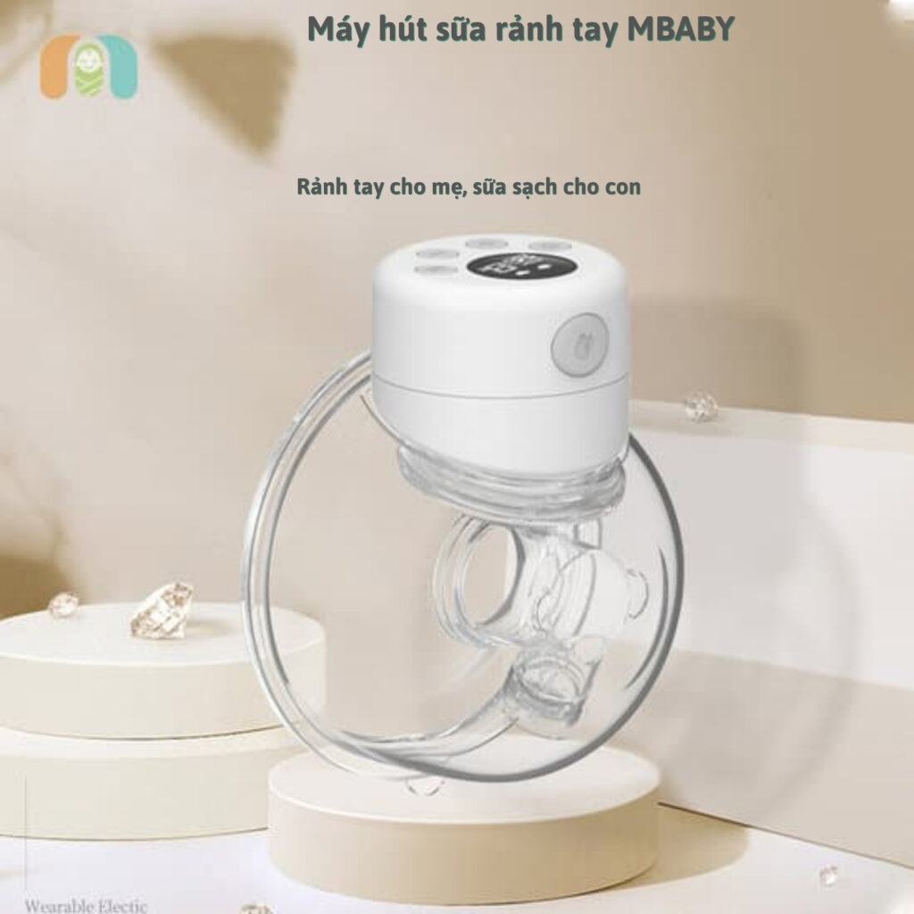 Máy hút sữa rảnh tay không cần áo ngực, máy hút sữa rảnh tay mbaby chính hãng, chế độ massage 3d với công nghệ vi chấn, tích hợp 9 cấp độ mạnh nhẹ, màn hình led, máy chạy êm, nhẹ nhàng và êm ái, chất liệu an toàn, bh 12 tháng