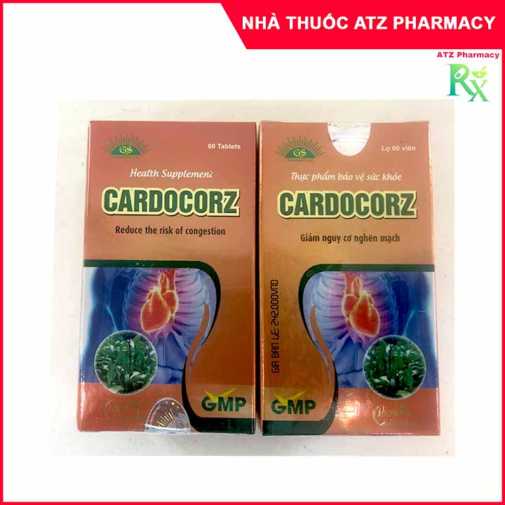 CARDOCORZ lọ 60 viên - Phòng và hỗ trợ bệnh đau thắt ngực do thiếu máu cơ tim