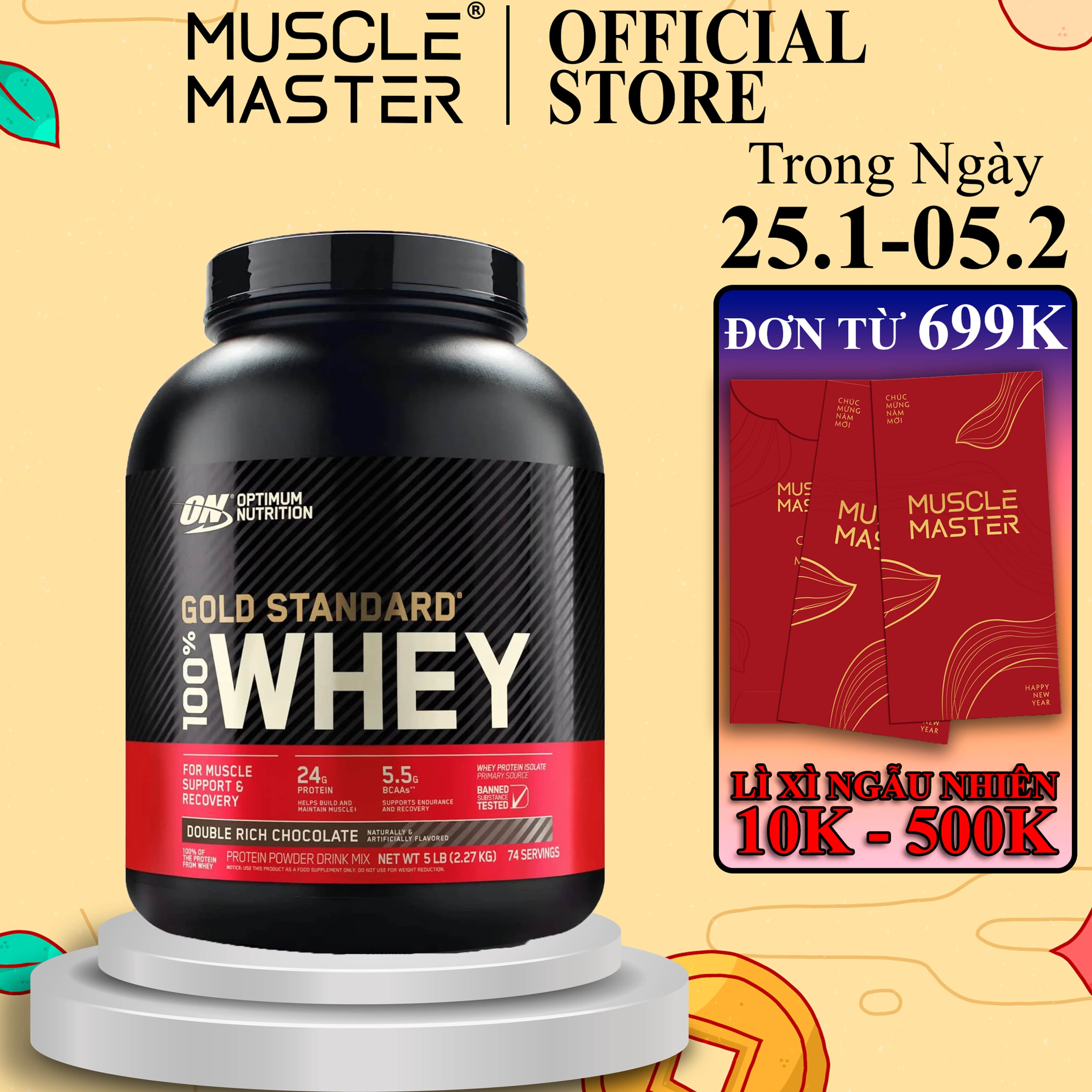 On Gold Standard Premium Muscle Building Powdered Milk 100% Whey 5Lbs