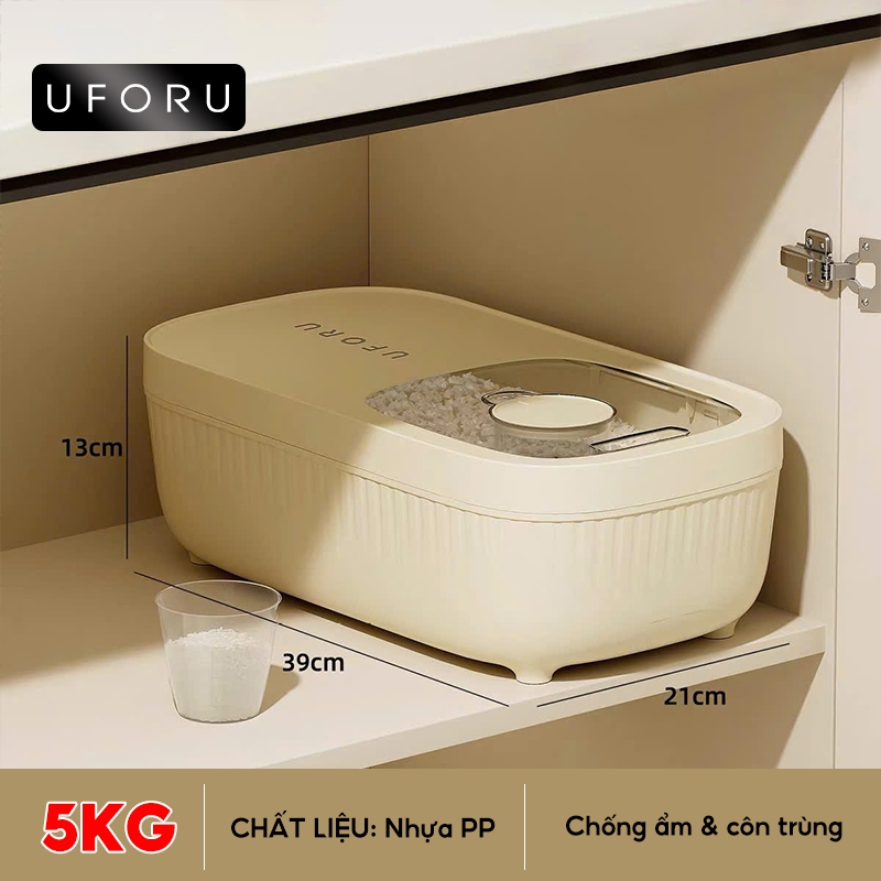 UFORU Thùng Đựng Gạo Mini 5KG Có Nắp Kín Chống Côn Trùng Thiết Kế Tiện Lợi Dung Tích 5KG Lý Tưởng Cho Gia Đình Nhỏ