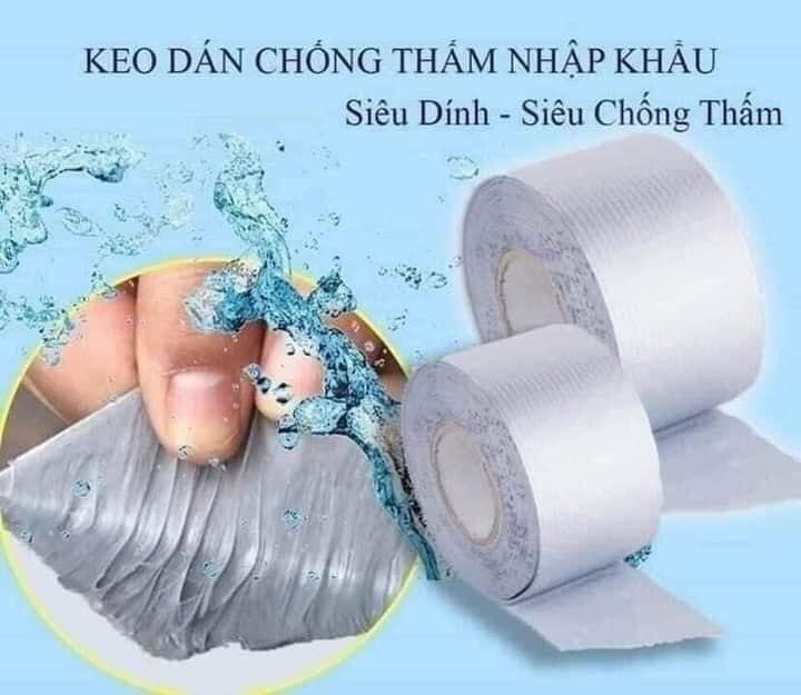 (khổ rộng 5cmx5m) Băng Keo Siêu Dính WaterProof - Băng Keo Siêu Dính Đa Năng, Keo dán CHỐNG THẤM đa năng cho tường, trần nhà, mái tôn, ống nước, bể nước, xô chậu, phao bơi, bể bơi, đồ bơm hơi v.v...