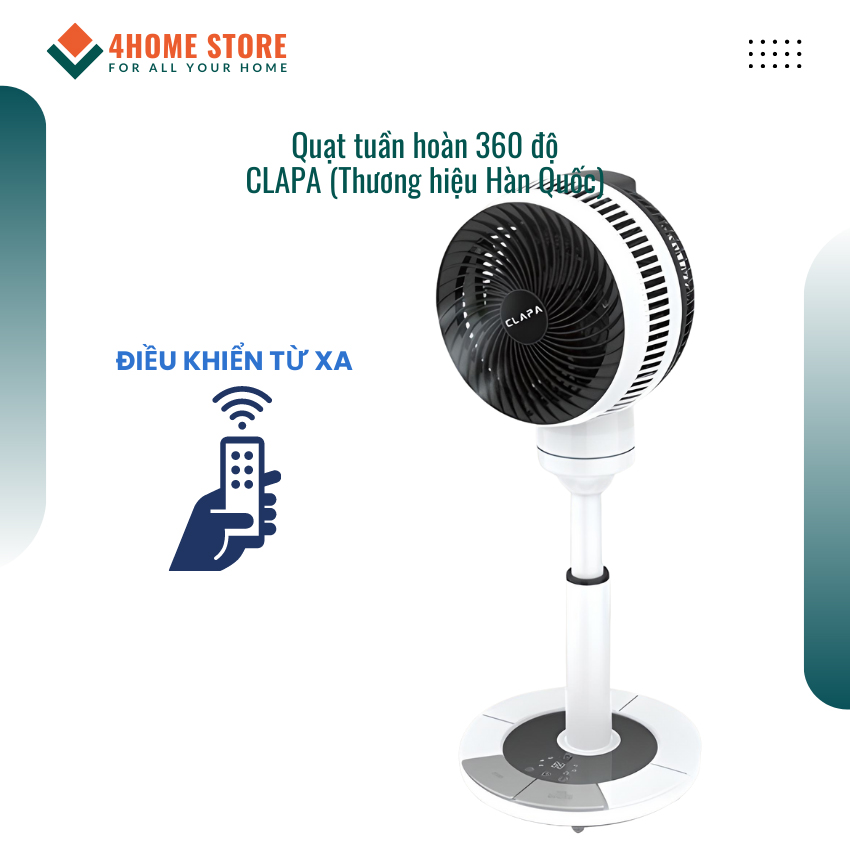 Quạt tuần hoàn clapa thương hiệu hàn quốc remote điều khiển từ xa hoạt động cảm ứng hẹn giờ 3 chế độ gió lồng quạt quay 360 độ 4home store