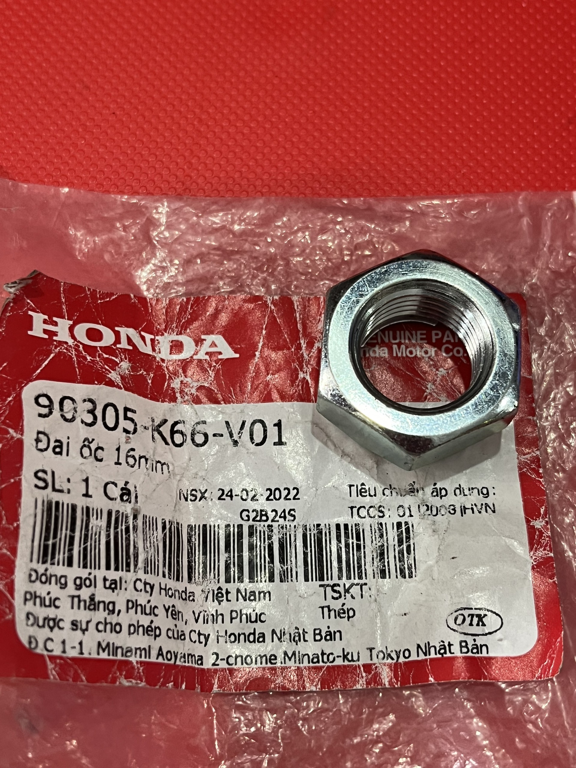 tán bánh sau 16mm Xe tay ga Honda ( yamaha , Sym , Suzuki )