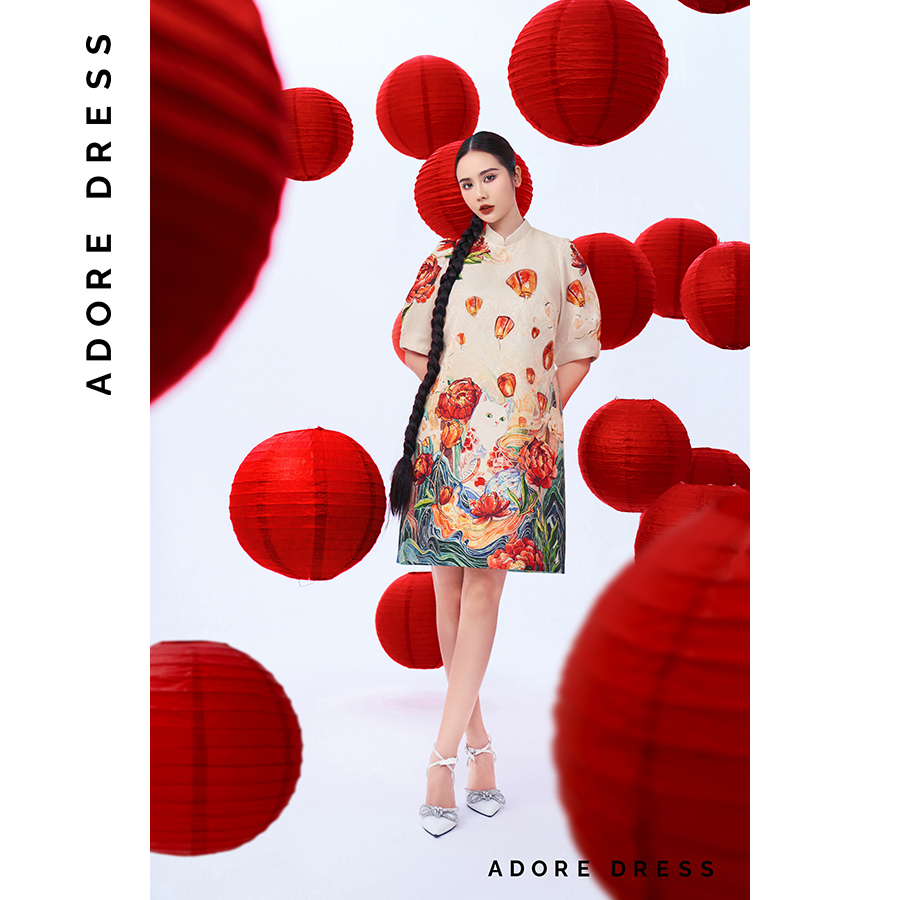 Váy tết dáng a Liên Hoa Miêu 2AD3003 ADOREDRESS