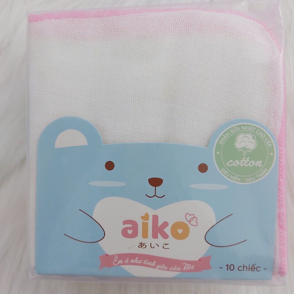 Combo 10 khăn sữa Nhật cao cấp Aiko 3 lớp, 4 lớp