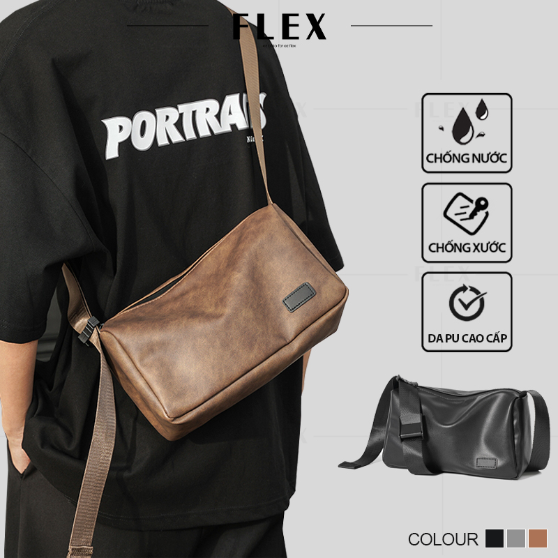 Túi xách da đeo chéo unisex TD05 da PU cao cấp chống nước chống xước , Túi đeo chéo da nam nữ kích thước lớn