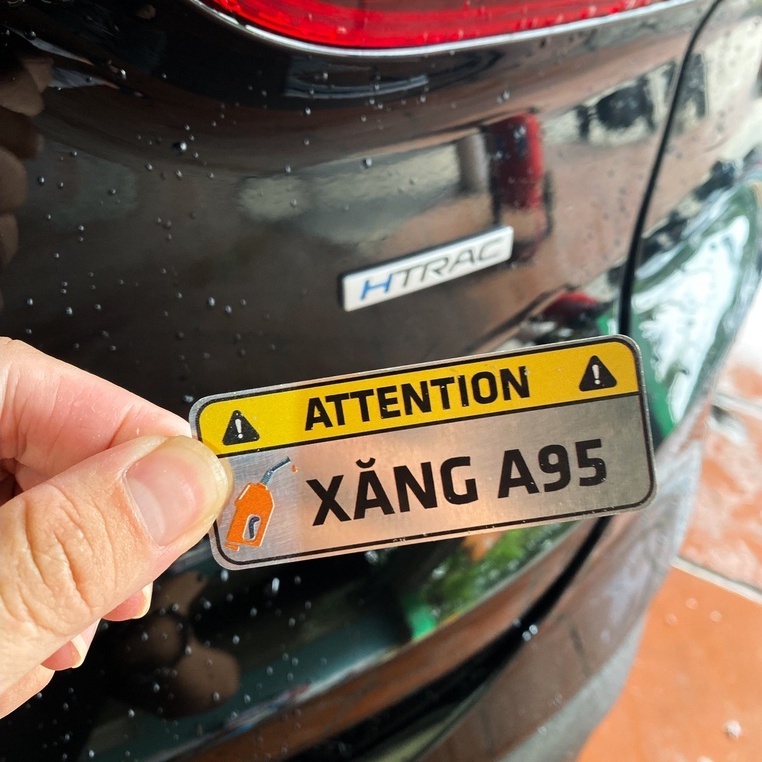 Decal tem nhôm dán cảnh báo đổ xăng A95, dầu Diesel cho xe ô tô