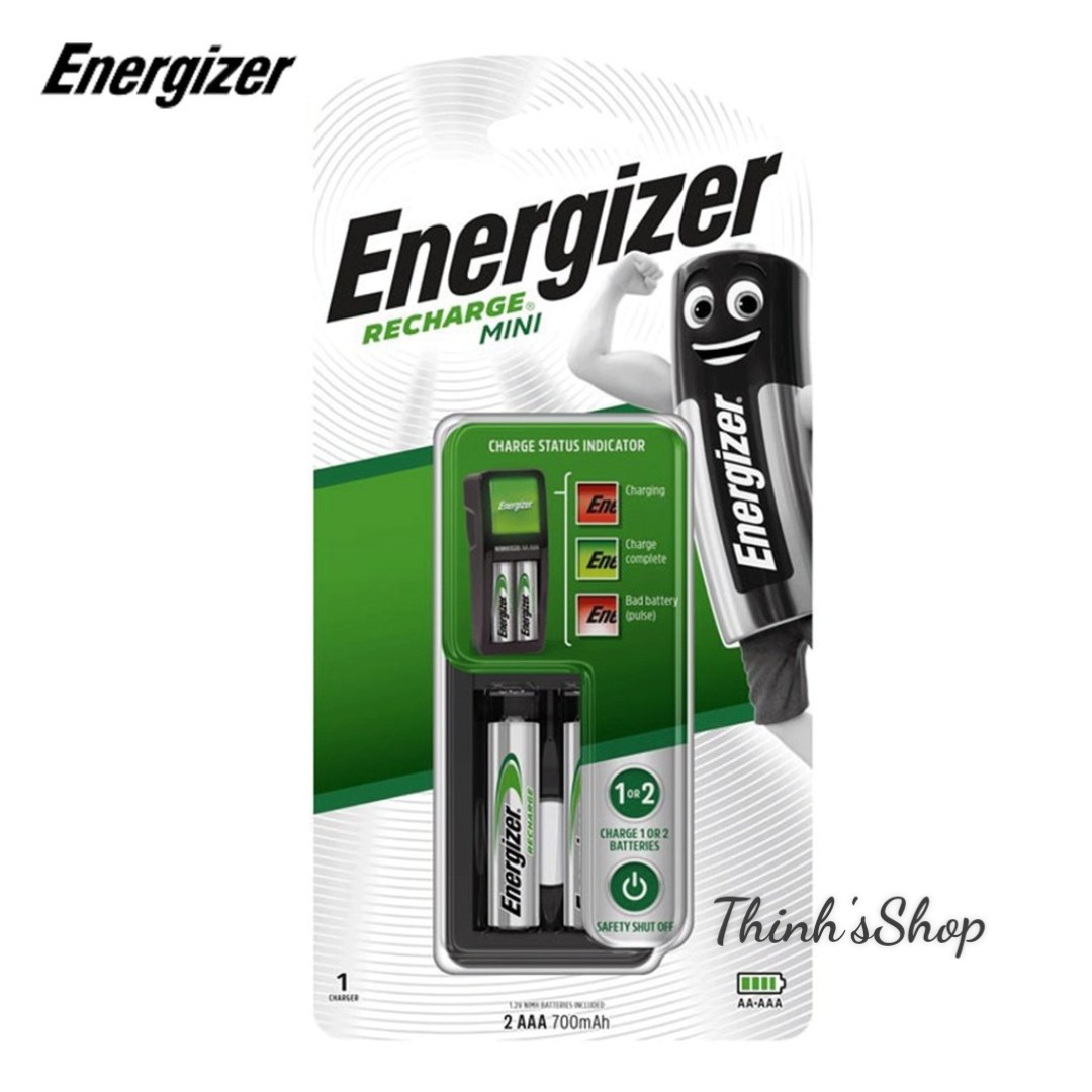 Bộ sạc energizer charger kèm 2 pin sạc energizer aaa 700mah ch2pc4 - tự động ngắt nguồn #free ship