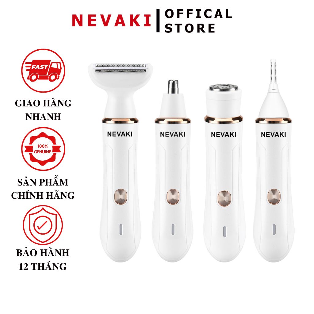 Máy cạo tỉa lông nam nữ đa năng 4 trong 1 máy cạo lông vùng kín bikini tỉa lông mũi lông mày tông đơ cắt tóc cạo râu Nevaki