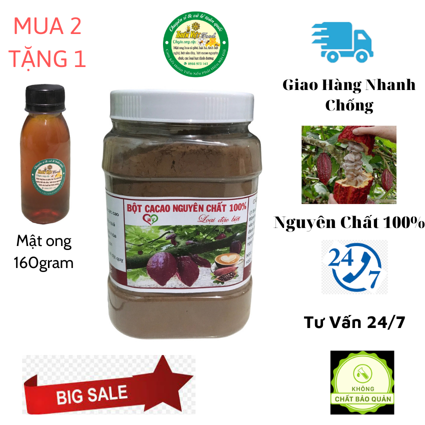 Bột cacao nguyên chất Đắk Lắk 500g thơm ngon, bổ dưỡng, không chứa đường